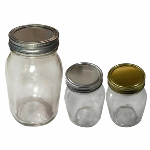 Familymaid 15726 750 ml Canning Gold & Silver Mason Jar - Pack of 12 Perspective: front