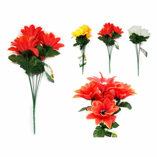 Familymaid 27742 15 in. 5 Flowers Flower Bouquet - Yellow No. 1, White No. 6 & Orange No. 8 Perspective: front