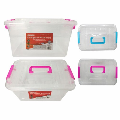 FamilyMaid 62136 Blue & Pink Storage Box with Handle, 7.75 x 5.75