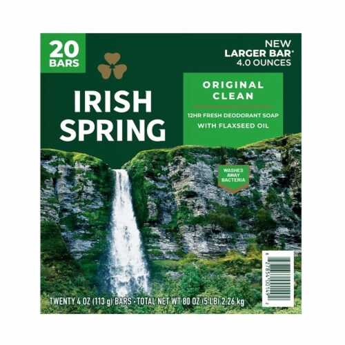 Irish Spring Original Clean Bar Soap for Men, 4 Ounce (Pack of 20), 1 ...