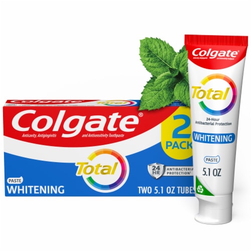 Colgate Total Active Prevention Whitening Toothpaste Double Pack in Mint Perspective: front