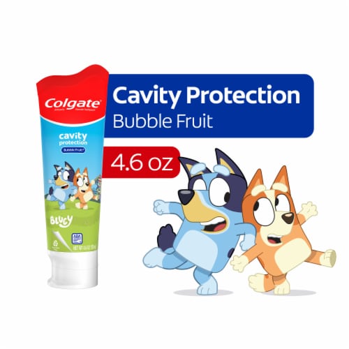 Colgate Bluey Kids Toothpaste for Kids with Bubble Fruit Flavor Perspective: front