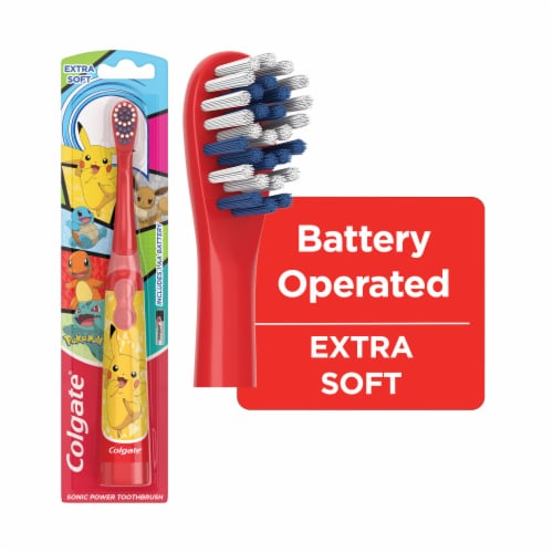 Colgate Battery Powered Pokemon Toothbrush for Kids Ages 3+ Extra Soft Perspective: front