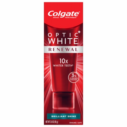 Colgate Optic White Renewal Teeth Whitening Brilliant Shine Toothpaste Perspective: front