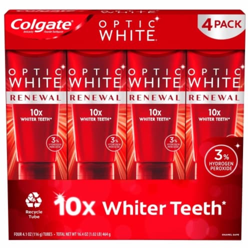 Colgate Optic White Renewal Whitening Toothpaste, 4.1 Ounce (Pack Of 4) Perspective: front