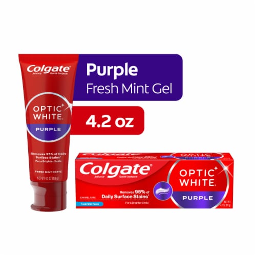 Colgate Optic White Purple Whitening Toothpaste Perspective: front