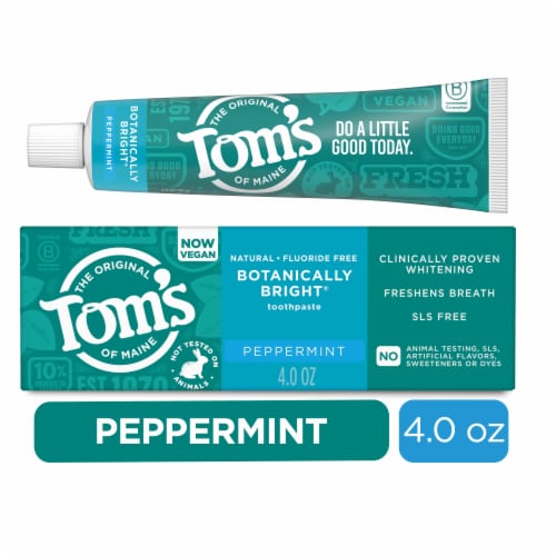 Tom’s of Maine Botanically Bright Toothpaste Fluoride Free in Peppermint Perspective: front
