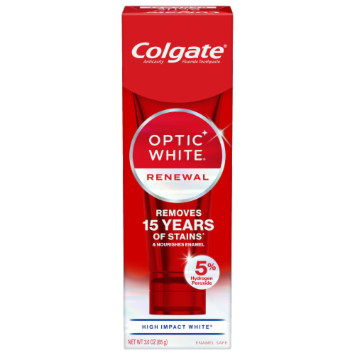Colgate Optic White Renewal Whitening Toothpaste High Impact White Perspective: front
