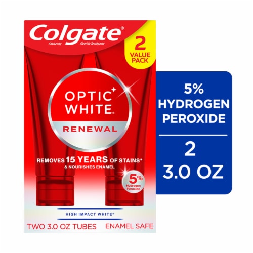 Colgate Optic White Renewal Whitening Toothpaste Value Pack High Impact White Perspective: front