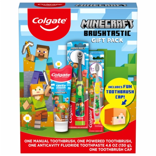 Colgate Kids Minecraft Toothbrush and Kids Toothpaste Gift Set Perspective: front