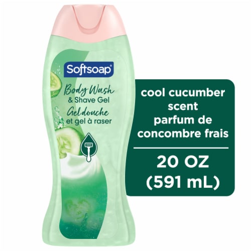 Softsoap Moisturizing Body Wash and Shave Gel Cool Cucumber Scent 20 fl oz Bottle Perspective: front
