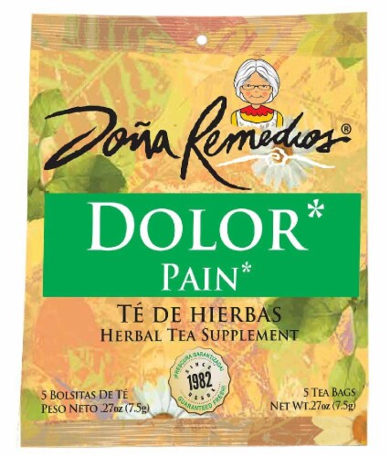 Dona Remedios Dolor Pain Herbal Tea Supplement Perspective: front
