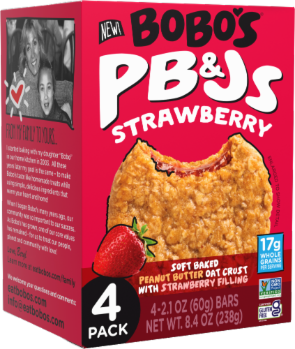 Bobo's® Strawberry Peanut Butter and Jelly Snack Bars Perspective: front