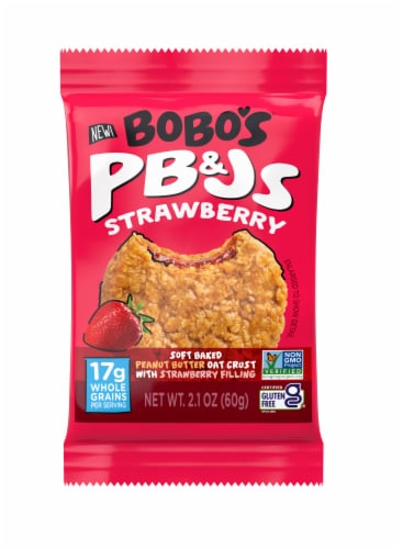 Bobo's® Strawberry Peanut Butter & Jelly Oat Snack Perspective: front