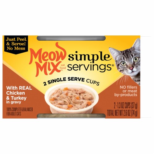 Meow Mix Simple Servings Chicken Turkey in Gravy Wet Cat Food 2 Count 2 ct 1.3 oz Mariano s