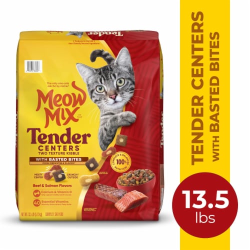 Meow Mix Tender Cuts® Beef & Salmon Dry Cat Food with Basted Bites Perspective: front