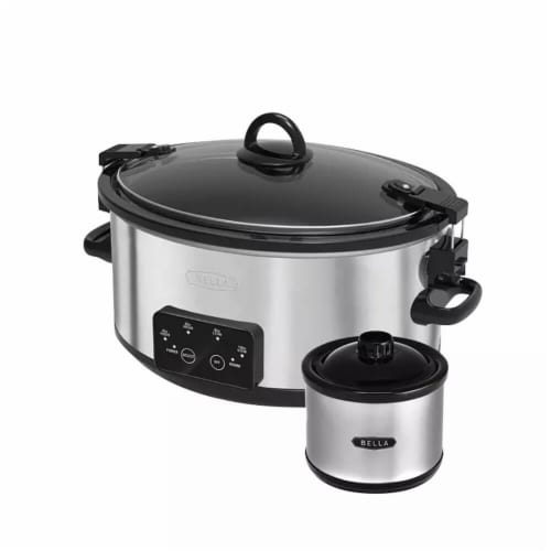 Bella - 5-qt. Slow Cooker with Dipper - Stainless Steel