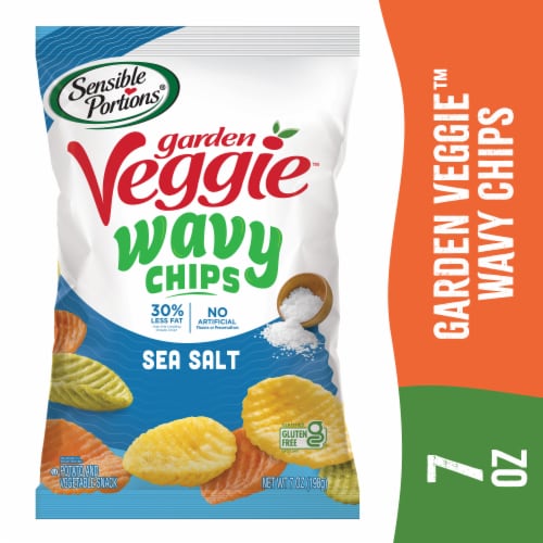 Sensible Portions® Veggie Wavy Chips™, Gluten-Free – Sea Salt Flavor Perspective: front