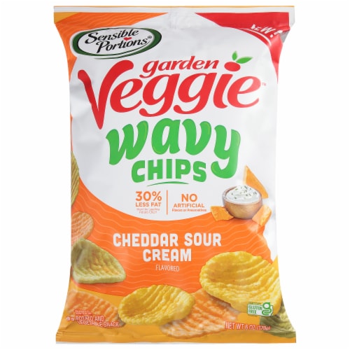 Sensible Portions® Garden Veggie™ Cheddar Sour Cream Wavy Chips Perspective: front