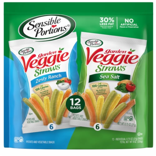 Sensible Portions Sea Salt and Rach Veggie Straws Perspective: front