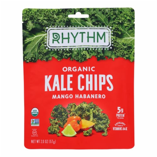 Rhythm Superfoods Organic Mango Habanero Kale Chips Perspective: front
