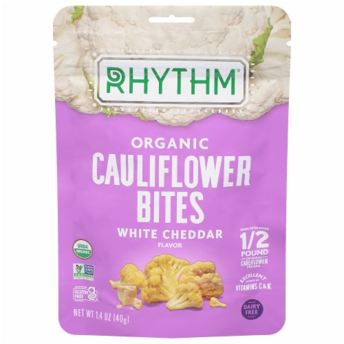 Rhythm® Organic White Cheddar Flavor Cauliflower Bites Perspective: front