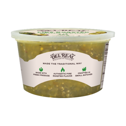 Del Real Foods Salsa de Molcajete Verde Fire Roasted Green Salsa Perspective: front