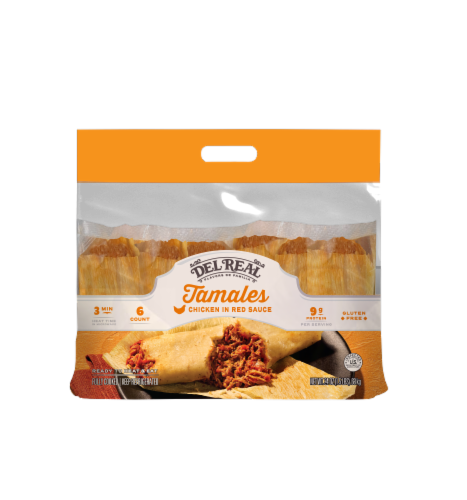 Del Real® Foods Chicken Tamales in Red Sauce 6 Count Perspective: front