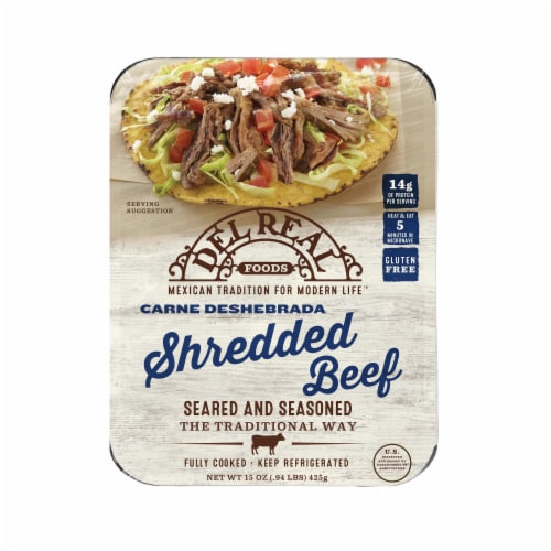 Del Real Foods Carne Deshebrada Seasoned Shredded Beef Perspective: front