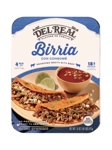 Del Real™ Foods Seasoned and Sauced Beef Birra Perspective: front