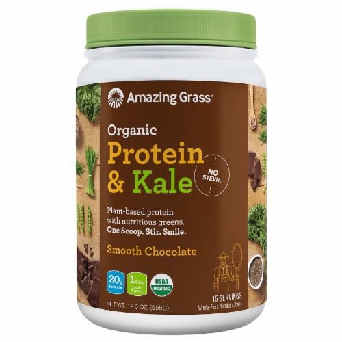 Amazing Grass Organic Smooth Chocolate Protein & Kale Powder Perspective: front