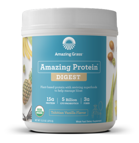 Amazing Grass Amazing Protein Digest Tahitian Vanilla Flavor Protein Powder Perspective: front