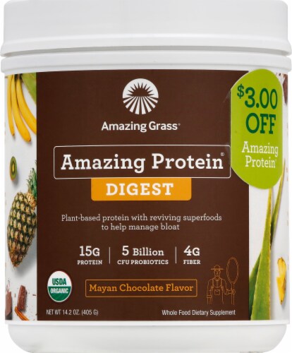 Amazing Grass Amazing Protein Digest Mayan Chocolate Dietary Supplement Powder Perspective: front