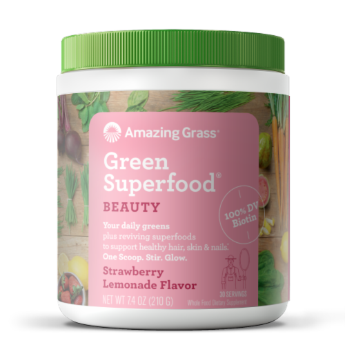 Amazing Grass® Beauty Strawberry Lemonade Green Superfood Dietary Supplement Powder Perspective: front