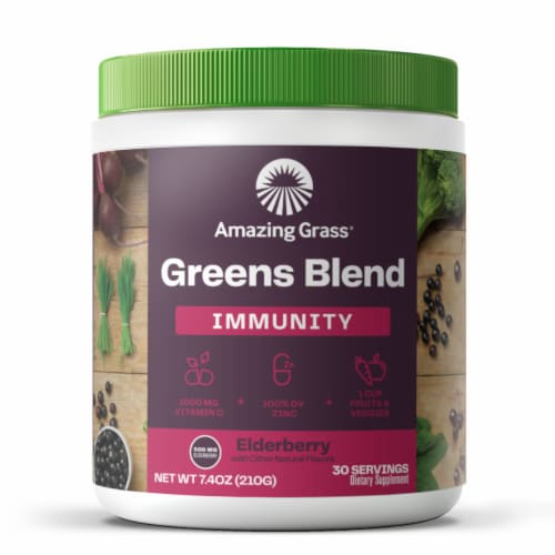 Amazing Grass® Immunity Elderberry Greens Blend Dietary Supplement Perspective: front