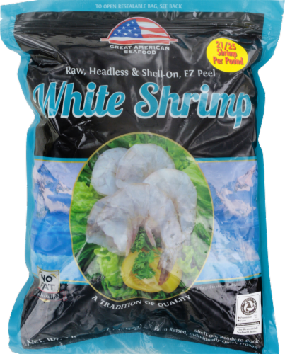 Kroger® Raw White Shrimp Tail 21/25 per Pound Perspective: front