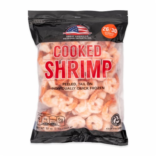 Great American Seafood Peeled Tail-On Cooked Shrimp Perspective: front