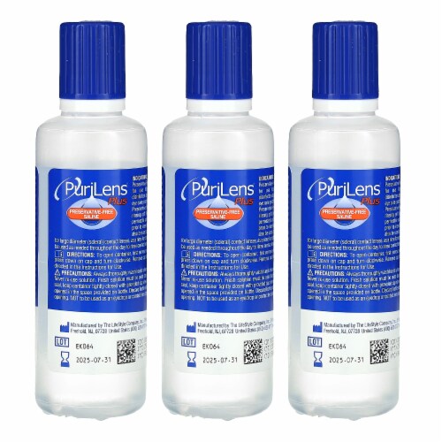 Purilens Plus Preservative Free Saline 3 Bottles 4 fl oz (120 ml