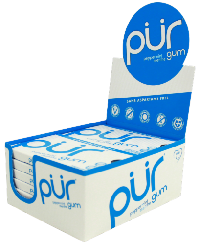 Pur Gum Peppermint Gum (12 Pack) Perspective: front