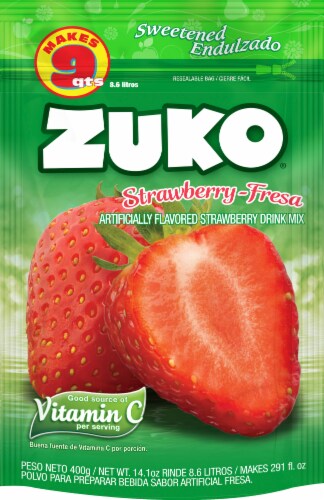 Zuko Sweetened Strawberry Drink Mix Family Pack Perspective: front
