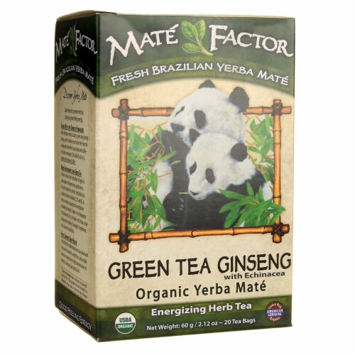 Mate Factor Organic Yerba Mate Green Tea Ginseng 20 Bag(S) Perspective: front
