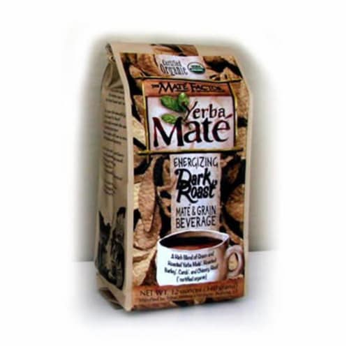The Mate Factor Yerba Mate Organic Energizing Dark Roast Mate & Grain Beverage Perspective: front