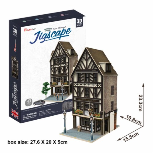 3D Puzzles CFHO4104H Tudor Restaurant 3D Puzzle, 44 Piece Perspective: front