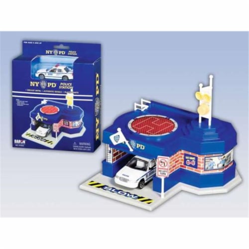 Daron Worldwide Trading RT8650 NYPD Mini Police Station with 1 Vehicle Perspective: front