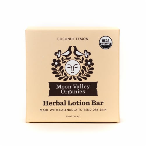Moon Valley Organics Coconut Lemon Herbal Lotion Bar Perspective: front