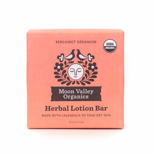 Moon Valley Organics Bergamot Geranium Herbal Lotion Bar Perspective: front