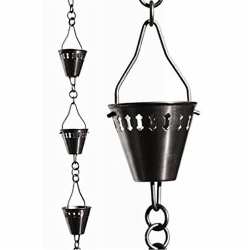 Patina Products R264H Brushed Stainless Shade Cup Rain Chain - Half Length Perspective: front