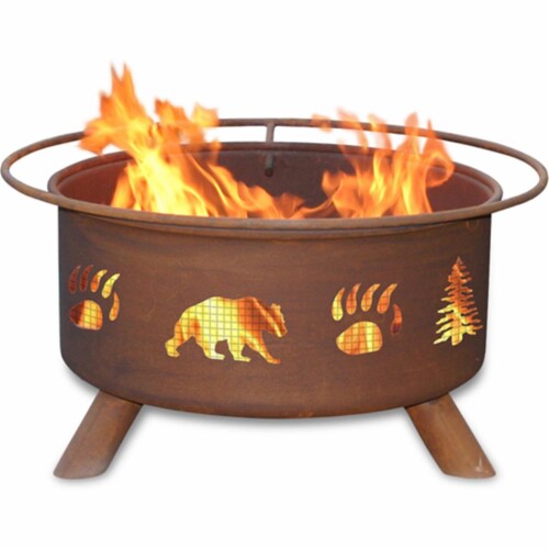 Patina Products F107 Bear & Trees Fire Pit Perspective: front