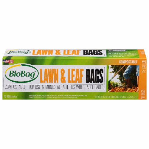 BioBag Lawn & Leaf Bags, Compostable, 33 Gallon - 10 bags