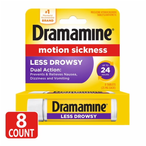 Dramamine All Day Less Drowsy Motion Sickness Relief Tablets Perspective: front
